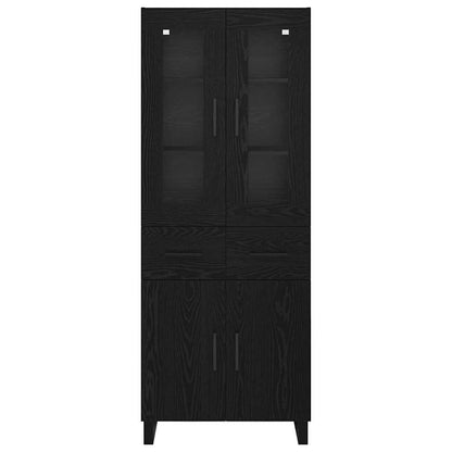 Highboard met lade Zwart Eiken 69,5 x 34 x 180 cm Bewerkt hout