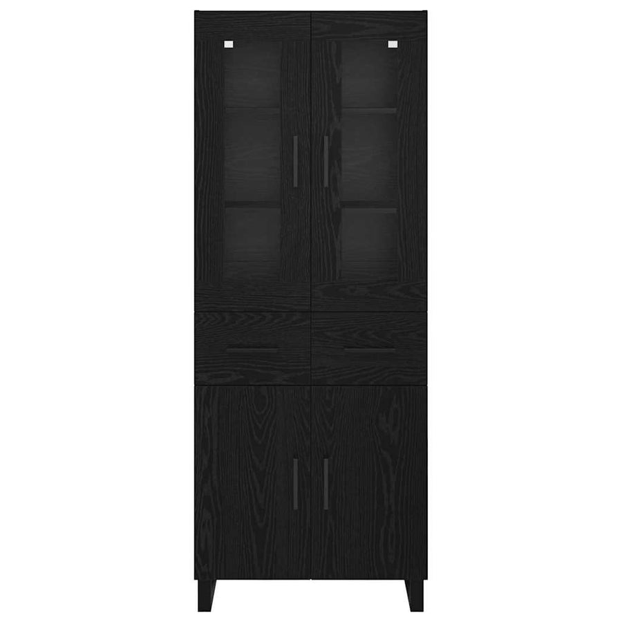 Highboard met lade Zwart Eiken 69,5 x 34 x 180 cm Bewerkt hout