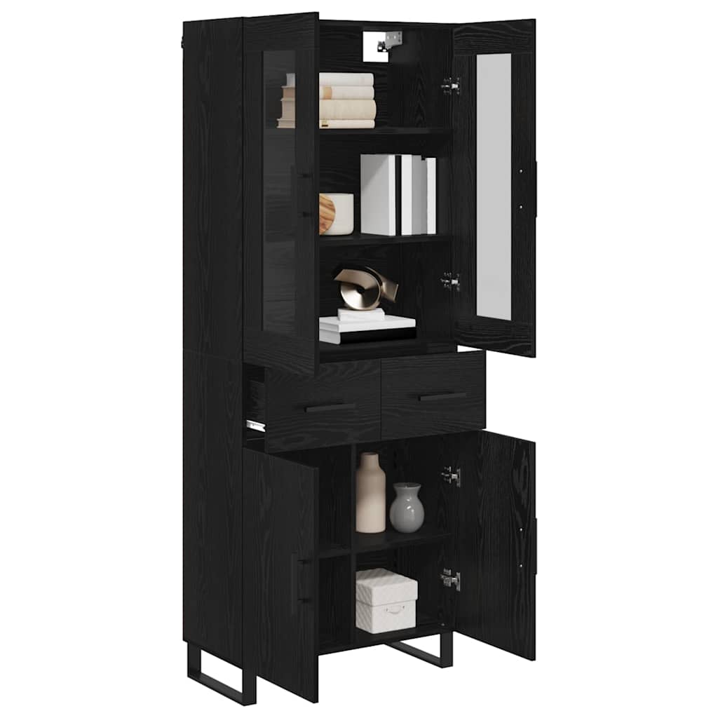 Highboard met lade Zwart Eiken 69,5 x 34 x 180 cm Bewerkt hout