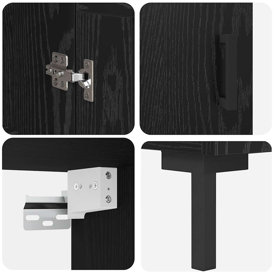 Highboard Zwart Eiken 69,5 x 34 x 180 cm Bewerkt hout