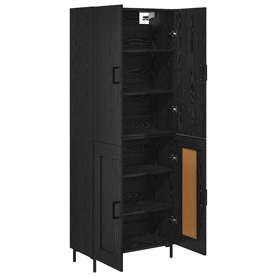 Highboard Zwart Eiken 69,5 x 34 x 180 cm Bewerkt hout