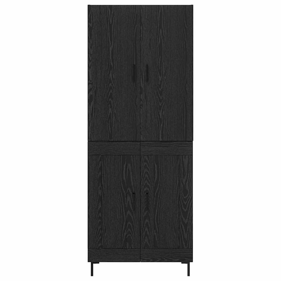 Highboard Zwart Eiken 69,5 x 34 x 180 cm Bewerkt hout
