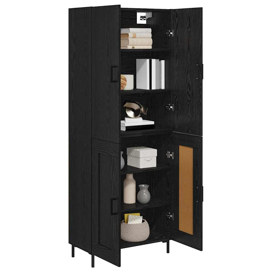 Highboard Zwart Eiken 69,5 x 34 x 180 cm Bewerkt hout