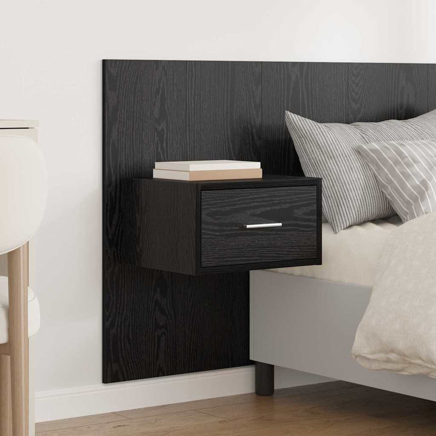 Hoofdbord Met Kast met lade 3 pcs Zwart Eiken Bewerkt hout