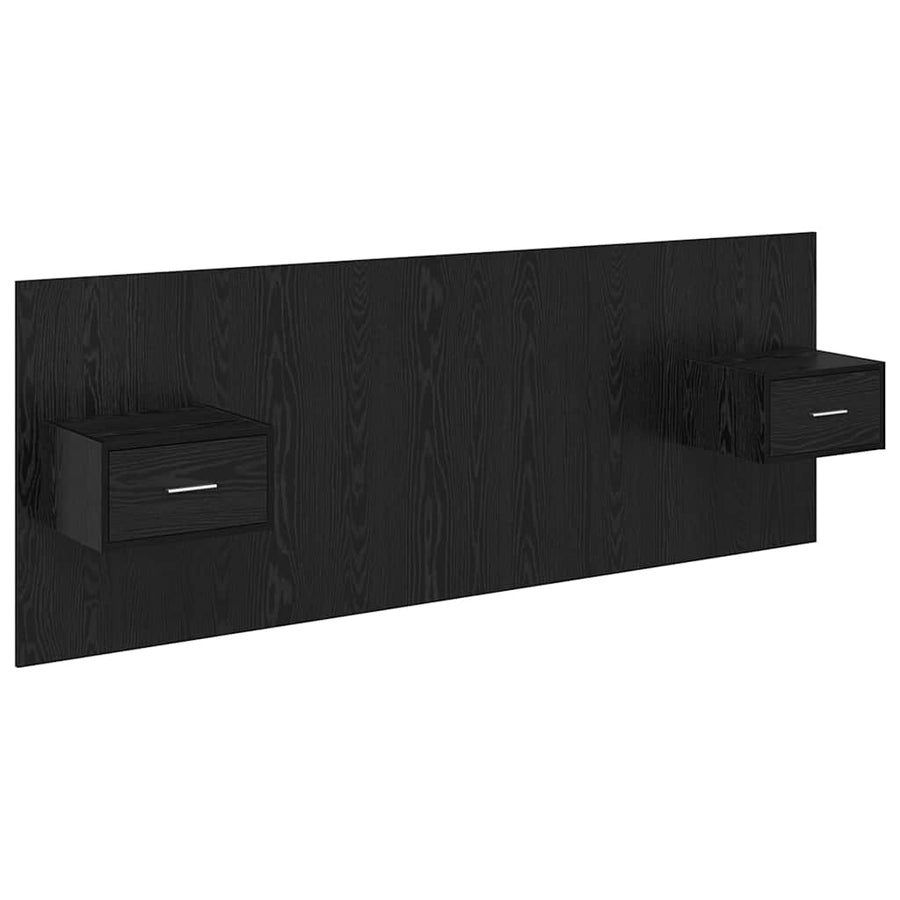 Hoofdbord Met Kast met lade 3 pcs Zwart Eiken Bewerkt hout