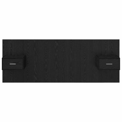 Hoofdbord Met Kast met lade 3 pcs Zwart Eiken Bewerkt hout