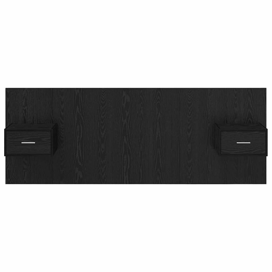 Hoofdbord Met Kast met lade 3 pcs Zwart Eiken Bewerkt hout