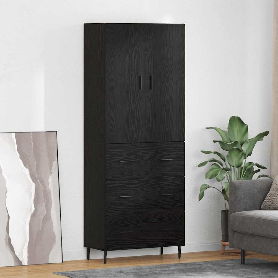 Highboard 2 pcs Zwart eiken 69,5 x 34 x 180 cm Bewerkt hout