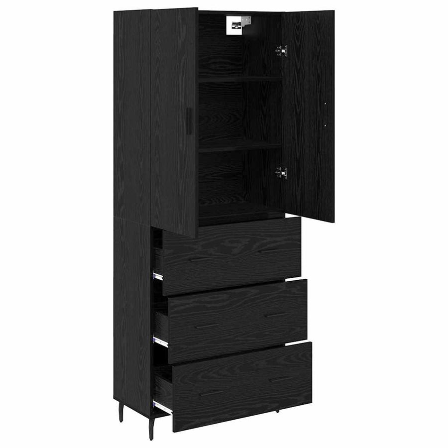 Highboard 2 pcs Zwart eiken 69,5 x 34 x 180 cm Bewerkt hout