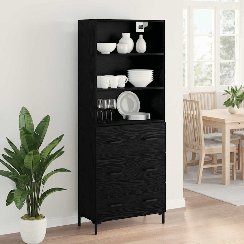 Highboard Wandgemonteerd 2 pcs Zwart Eiken Bewerkt hout