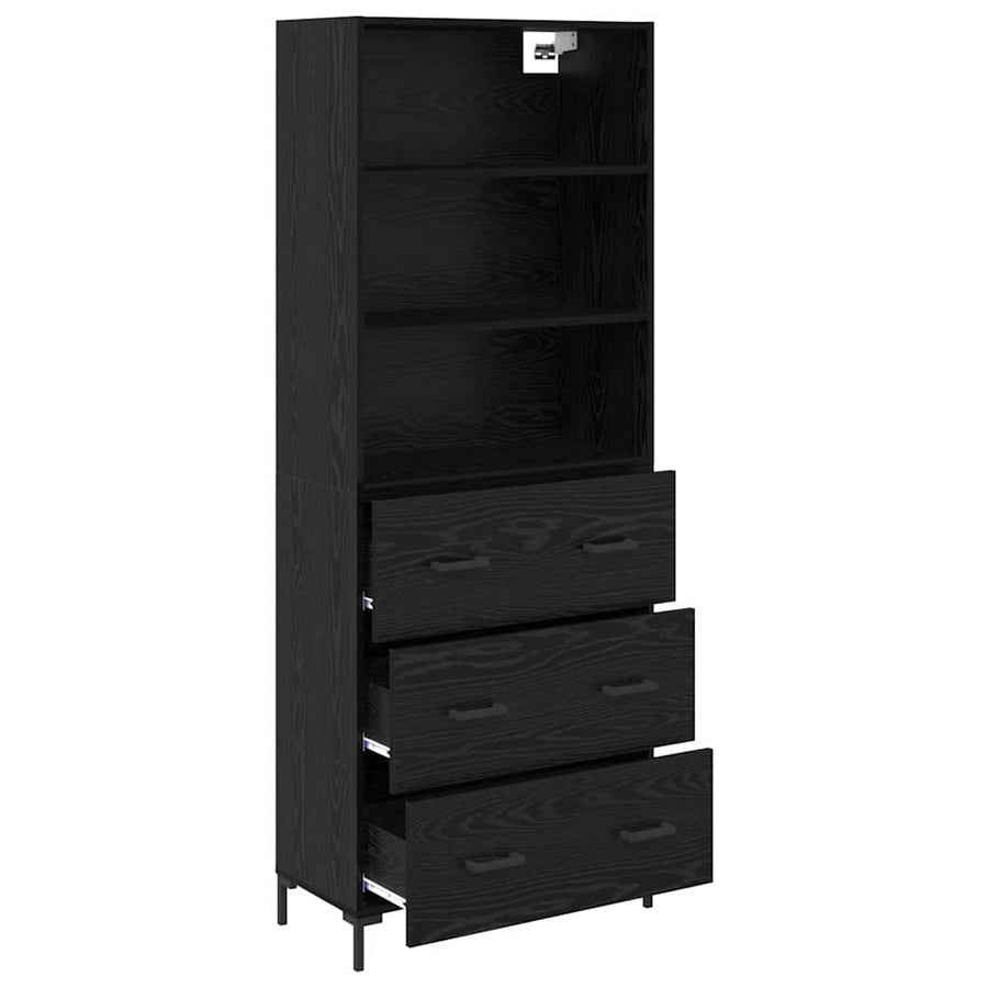 Highboard Wandgemonteerd 2 pcs Zwart Eiken Bewerkt hout