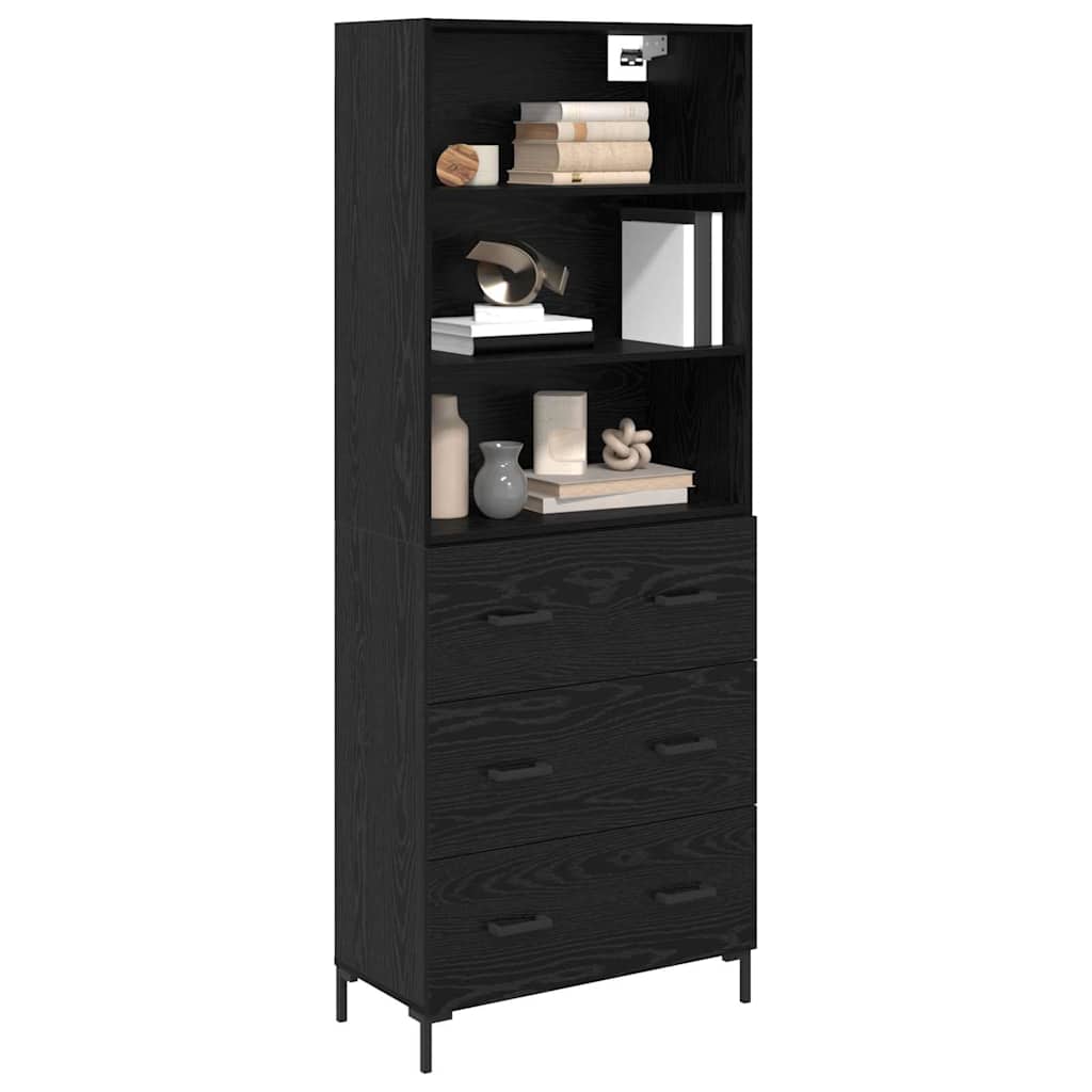 Highboard Wandgemonteerd 2 pcs Zwart Eiken Bewerkt hout