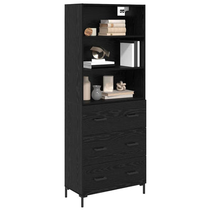 Highboard Wandgemonteerd 2 pcs Zwart Eiken Bewerkt hout