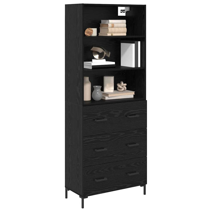 Highboard Wandgemonteerd 2 pcs Zwart Eiken Bewerkt hout