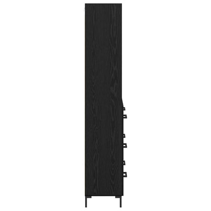 Highboard Wandgemonteerd 2 pcs Zwart Eiken Bewerkt hout