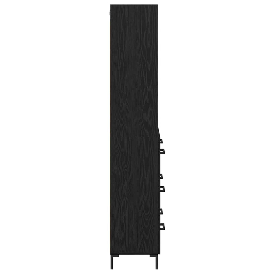 Highboard Wandgemonteerd 2 pcs Zwart Eiken Bewerkt hout