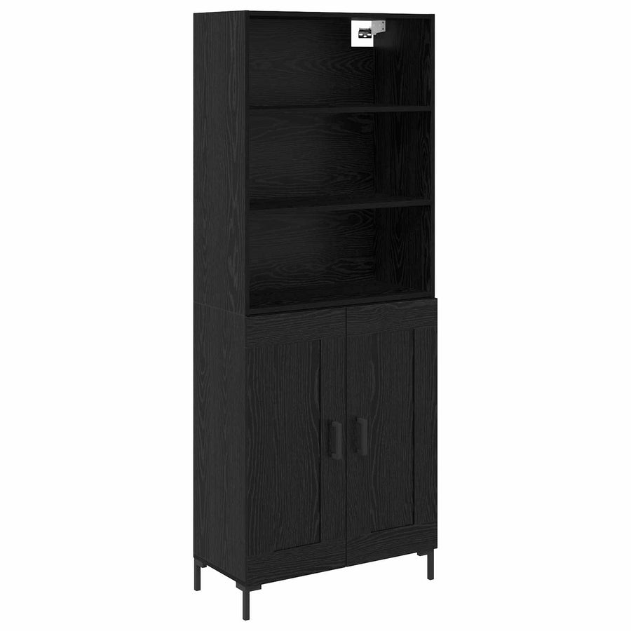Hoge kast met lade Zwart Eiken 69,5 x 34 x 180 cm Bewerkt hout