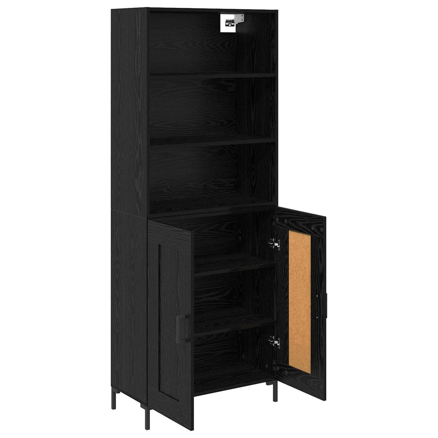 Hoge kast met lade Zwart Eiken 69,5 x 34 x 180 cm Bewerkt hout