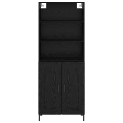 Hoge kast met lade Zwart Eiken 69,5 x 34 x 180 cm Bewerkt hout