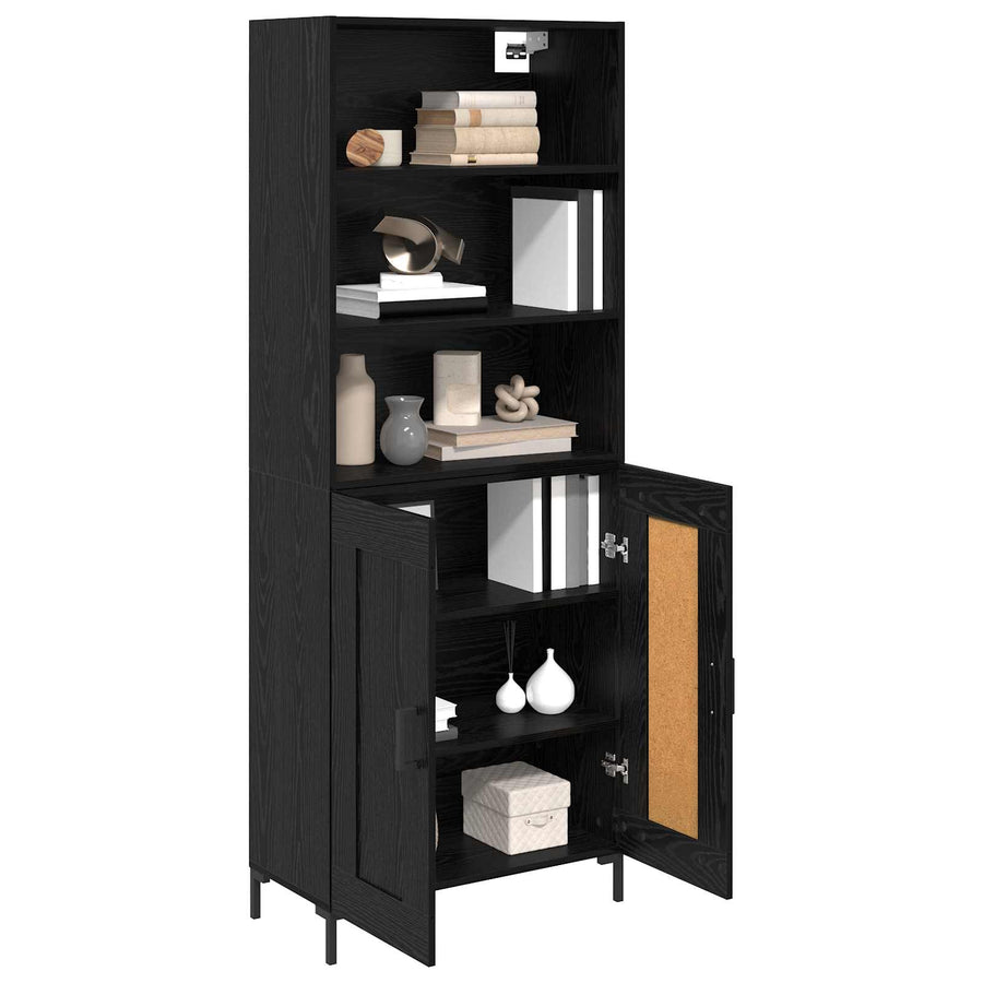 Hoge kast met lade Zwart Eiken 69,5 x 34 x 180 cm Bewerkt hout