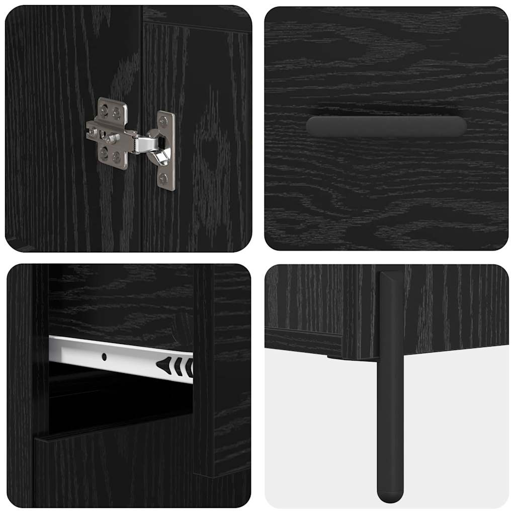 Highboard met lade Zwart Eiken 69,5 x 34 x 180 cm Bewerkt hout