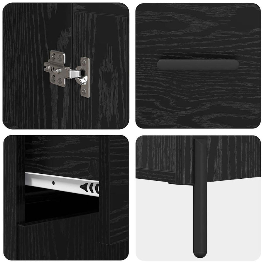 Highboard met lade Zwart Eiken 69,5 x 34 x 180 cm Bewerkt hout