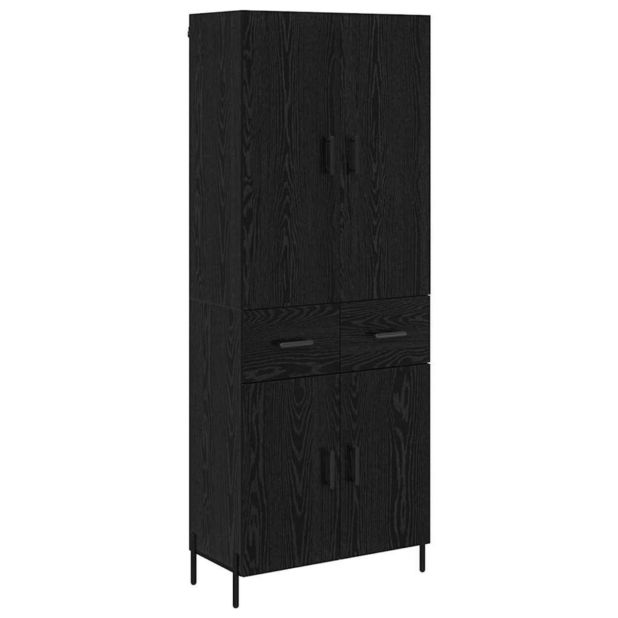 Highboard met lade Zwart Eiken 69,5 x 34 x 180 cm Bewerkt hout