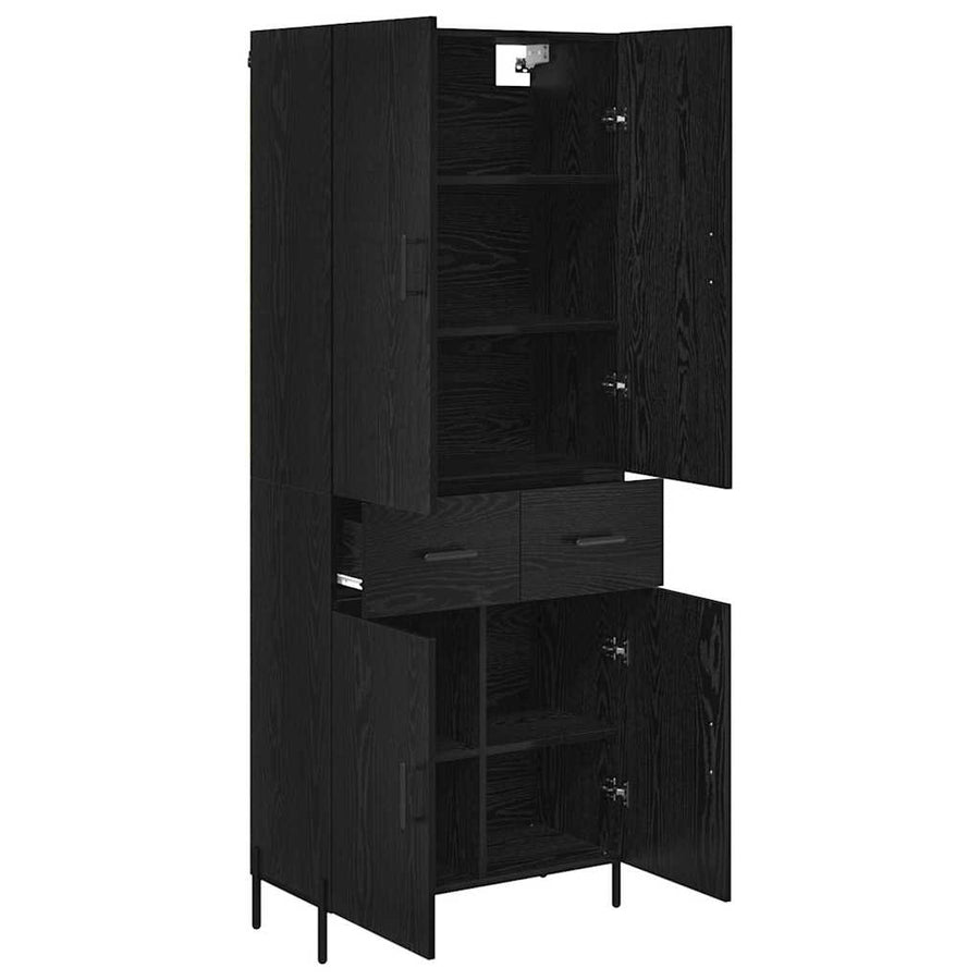 Highboard met lade Zwart Eiken 69,5 x 34 x 180 cm Bewerkt hout