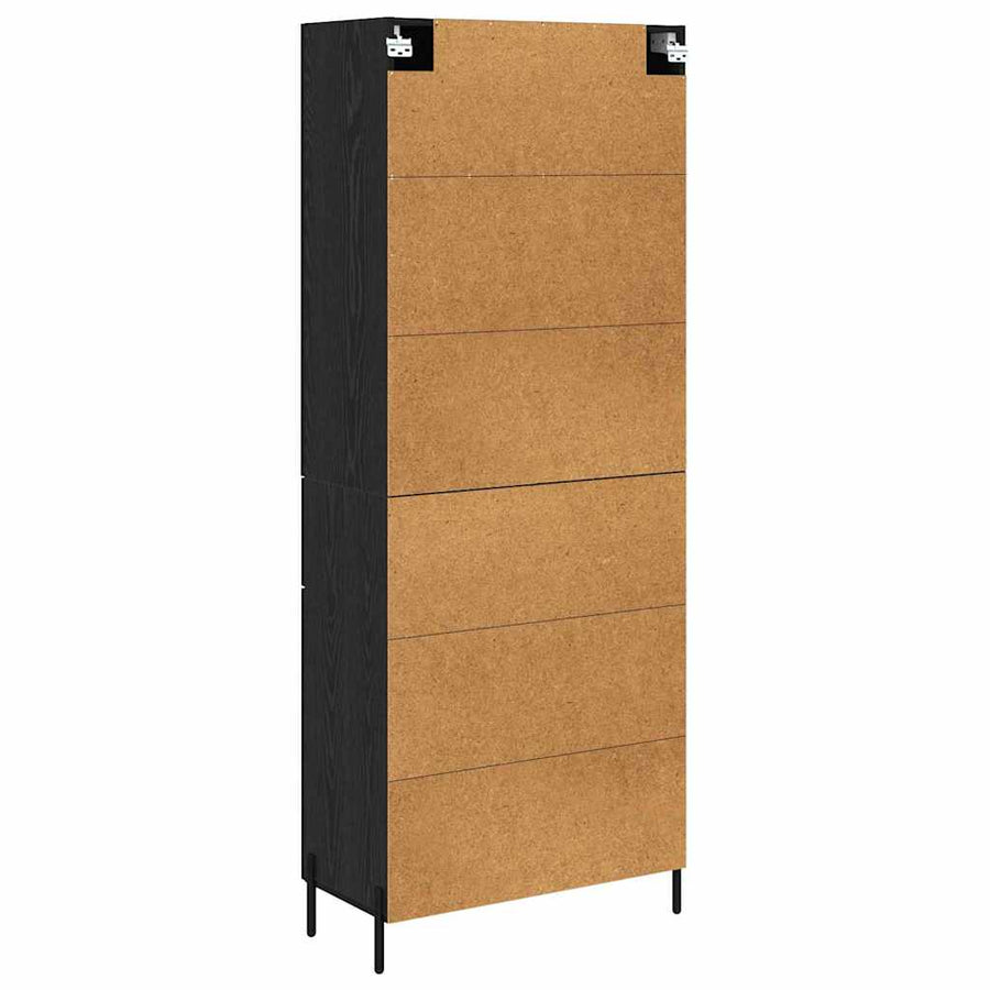 Highboard met lade Zwart Eiken 69,5 x 34 x 180 cm Bewerkt hout