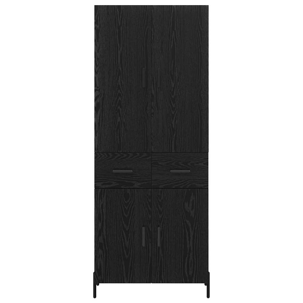 Highboard met lade Zwart Eiken 69,5 x 34 x 180 cm Bewerkt hout