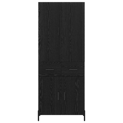 Highboard met lade Zwart Eiken 69,5 x 34 x 180 cm Bewerkt hout