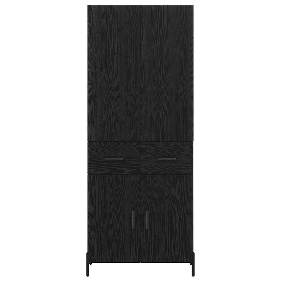 Highboard met lade Zwart Eiken 69,5 x 34 x 180 cm Bewerkt hout