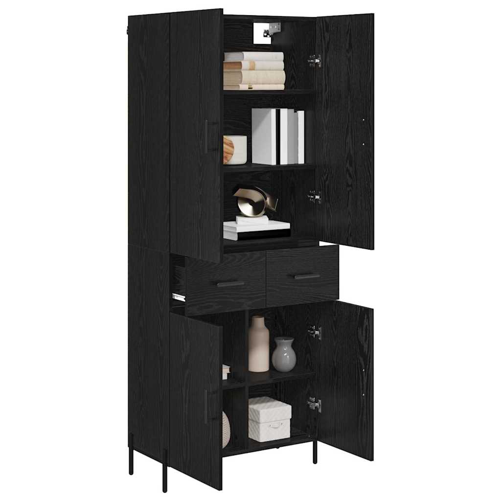 Highboard met lade Zwart Eiken 69,5 x 34 x 180 cm Bewerkt hout