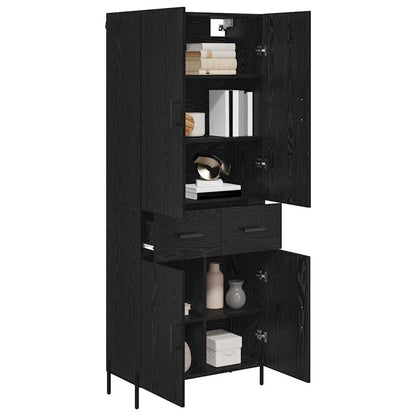 Highboard met lade Zwart Eiken 69,5 x 34 x 180 cm Bewerkt hout