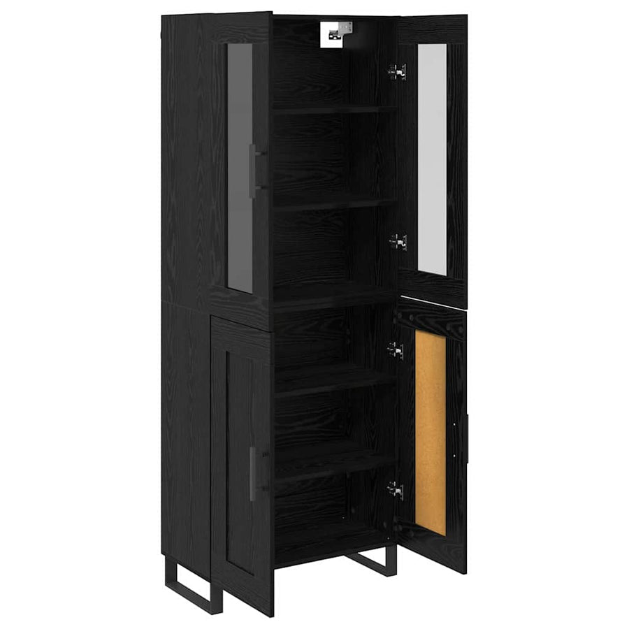 Highboard Zwart Eiken 69,5 x 34 x 180 cm Bewerkt hout