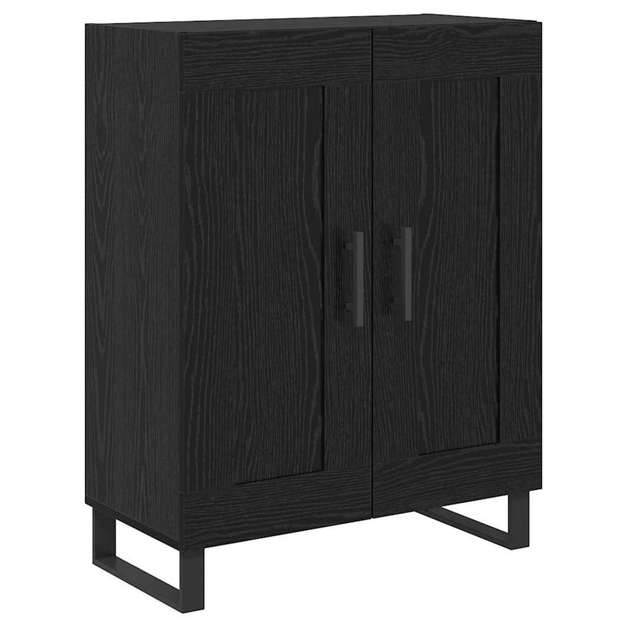 Highboard Zwart Eiken 69,5 x 34 x 180 cm Bewerkt hout