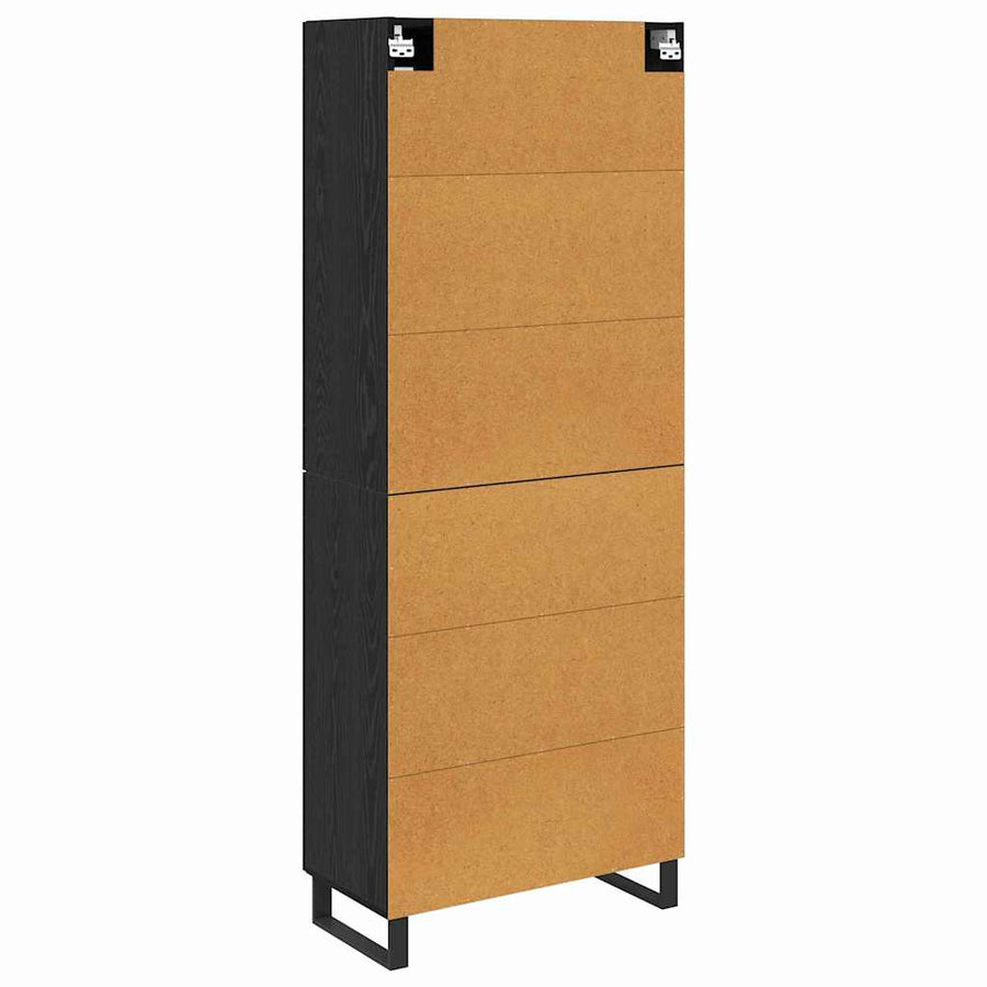 Highboard Zwart Eiken 69,5 x 34 x 180 cm Bewerkt hout