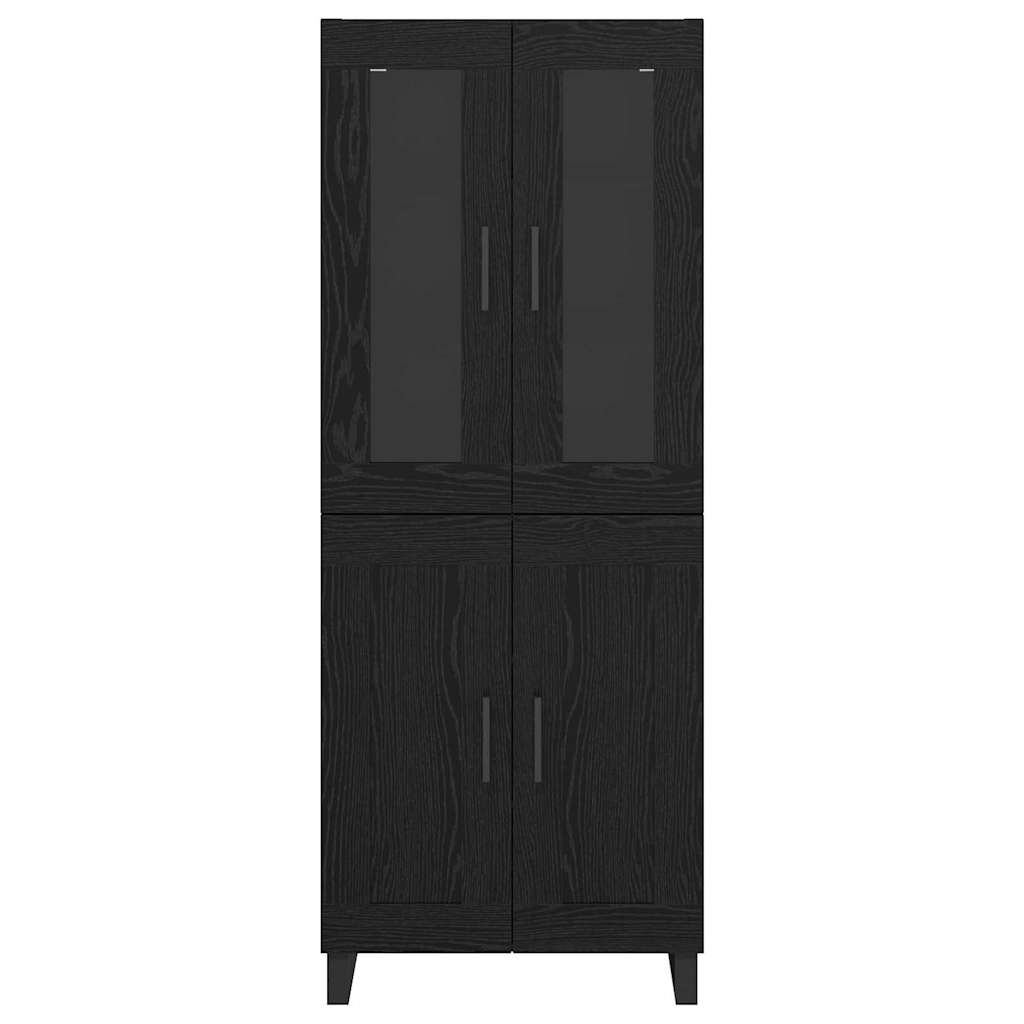 Highboard Zwart Eiken 69,5 x 34 x 180 cm Bewerkt hout