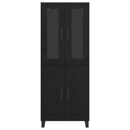 Highboard Zwart Eiken 69,5 x 34 x 180 cm Bewerkt hout