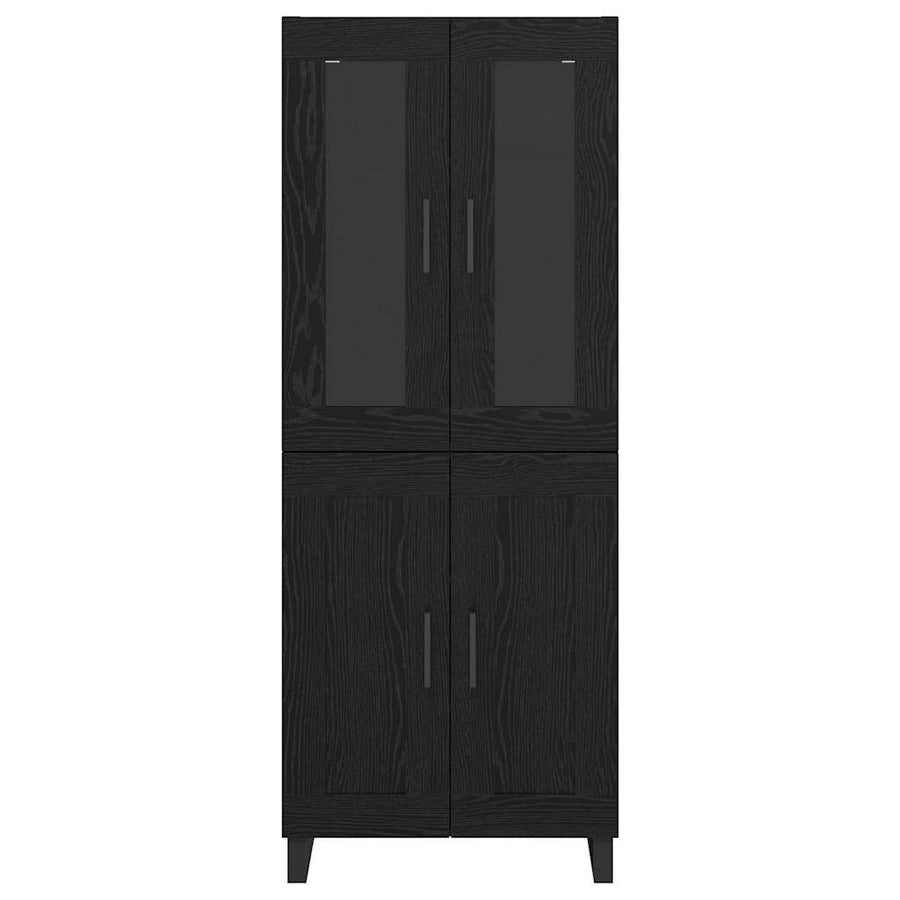 Highboard Zwart Eiken 69,5 x 34 x 180 cm Bewerkt hout