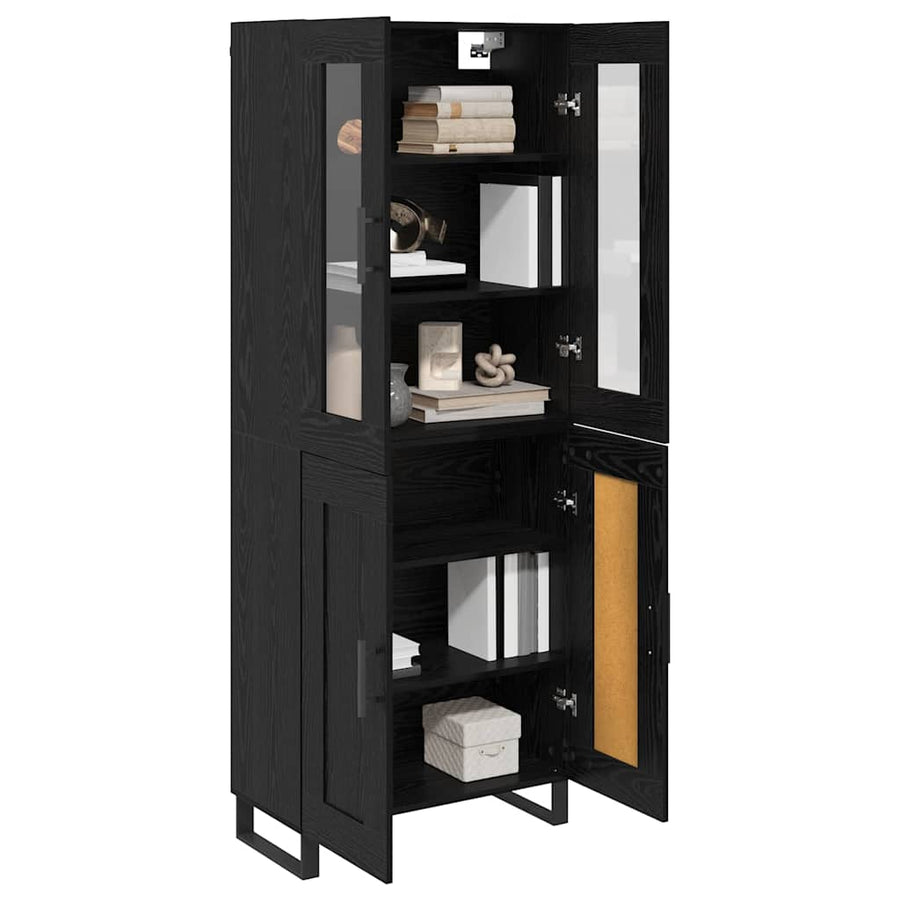 Highboard Zwart Eiken 69,5 x 34 x 180 cm Bewerkt hout