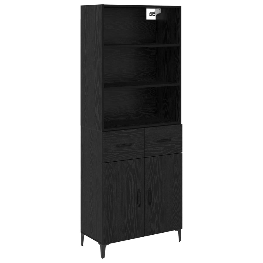 Hoge kast met lade Zwart Eiken 69,5 x 34 x 180 cm Bewerkt hout