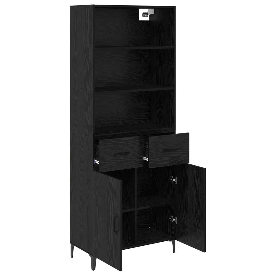 Hoge kast met lade Zwart Eiken 69,5 x 34 x 180 cm Bewerkt hout