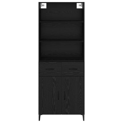 Hoge kast met lade Zwart Eiken 69,5 x 34 x 180 cm Bewerkt hout