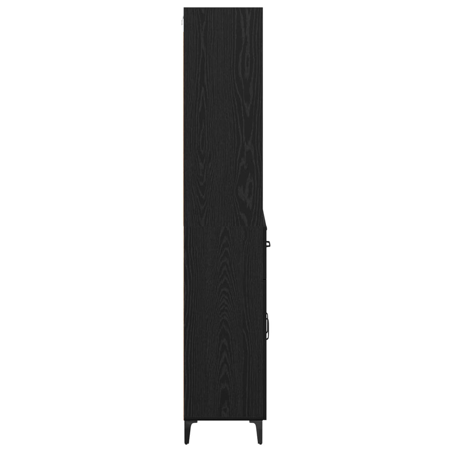 Hoge kast met lade Zwart Eiken 69,5 x 34 x 180 cm Bewerkt hout