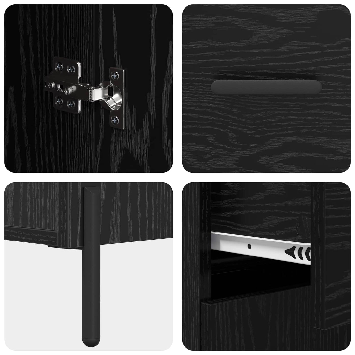 Hoge kast met lade Zwart eiken 69,5 x 34 x 180 cm Bewerkt hout