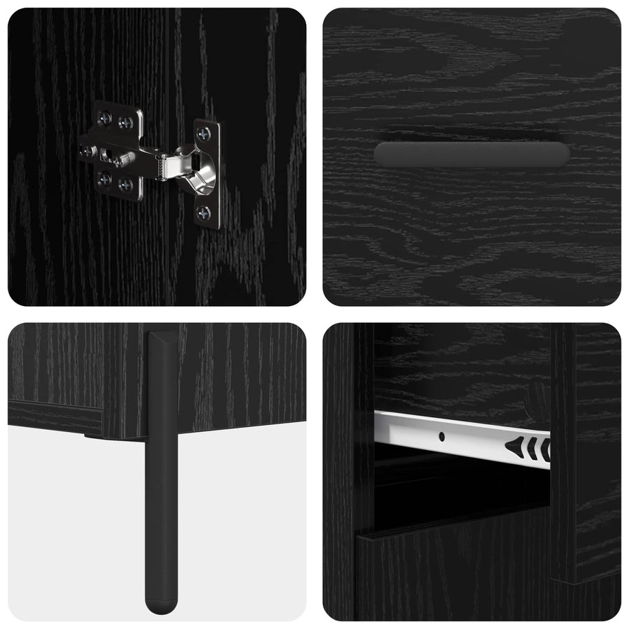 Hoge kast met lade Zwart eiken 69,5 x 34 x 180 cm Bewerkt hout