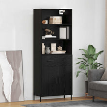 Hoge kast met lade Zwart eiken 69,5 x 34 x 180 cm Bewerkt hout