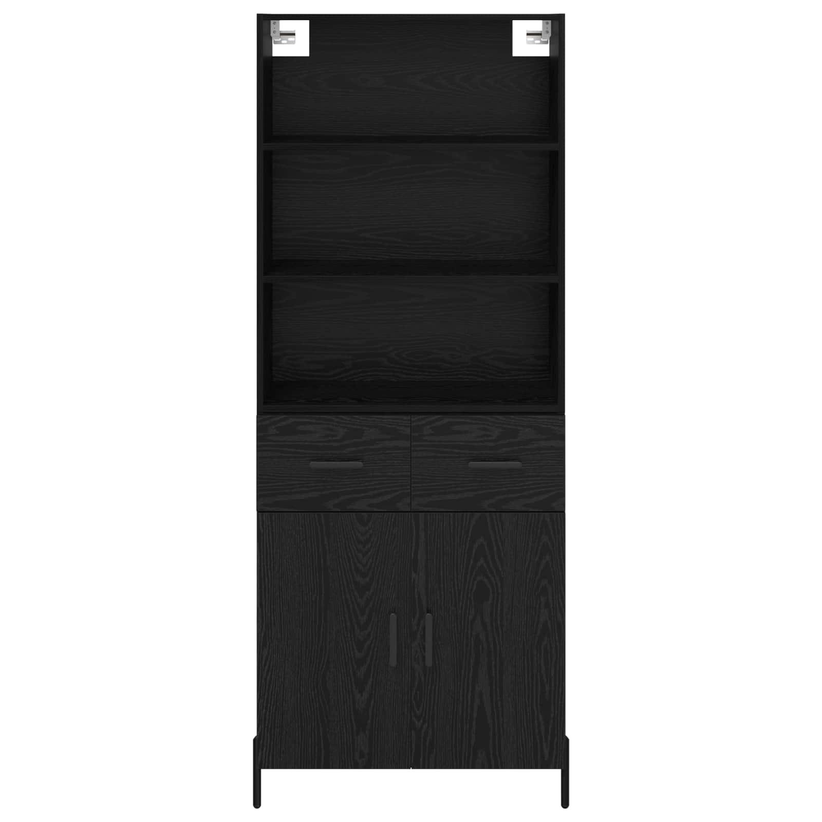 Hoge kast met lade Zwart eiken 69,5 x 34 x 180 cm Bewerkt hout