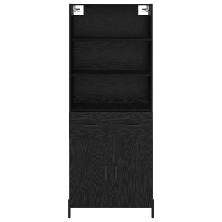Hoge kast met lade Zwart eiken 69,5 x 34 x 180 cm Bewerkt hout